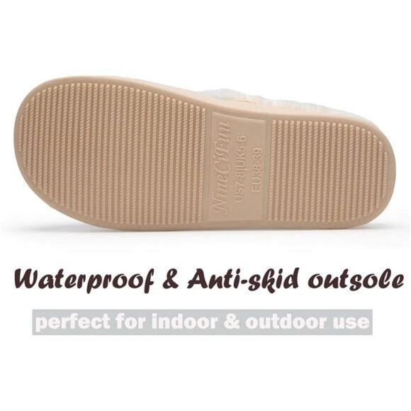 Women's Slip on Fuzzy House Slippers Memory Foam Slippers Scuff Outdoor Indoor - Picture 6 of 7